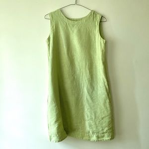 Vintage Cut Loose Light Green Linen Shift Dress